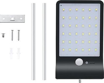 LEDSolar 36 nástenná lampa s vysunutím čierna, so senzorom, bezdrôtová, 2,5 W, studená farba