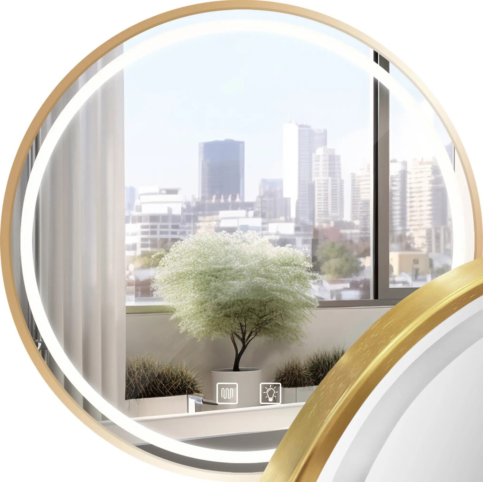 Nástěnné zrcadlo s LED osvětlením MMJ 50 cm růžově zlaté