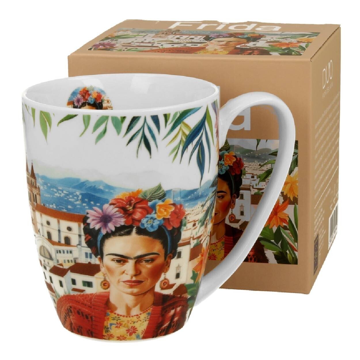 Porcelánový hrnek Classic Mexican Art Frida 360 ml krémově bílý