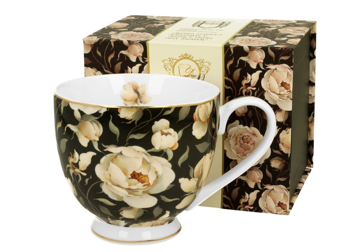 Porcelánový hrnek English Roses Black 530 ml vícebarevný