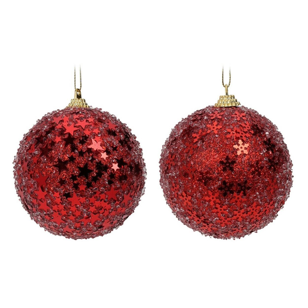 Sada 12 ks vánočních baněk BROKY 8 cm červené