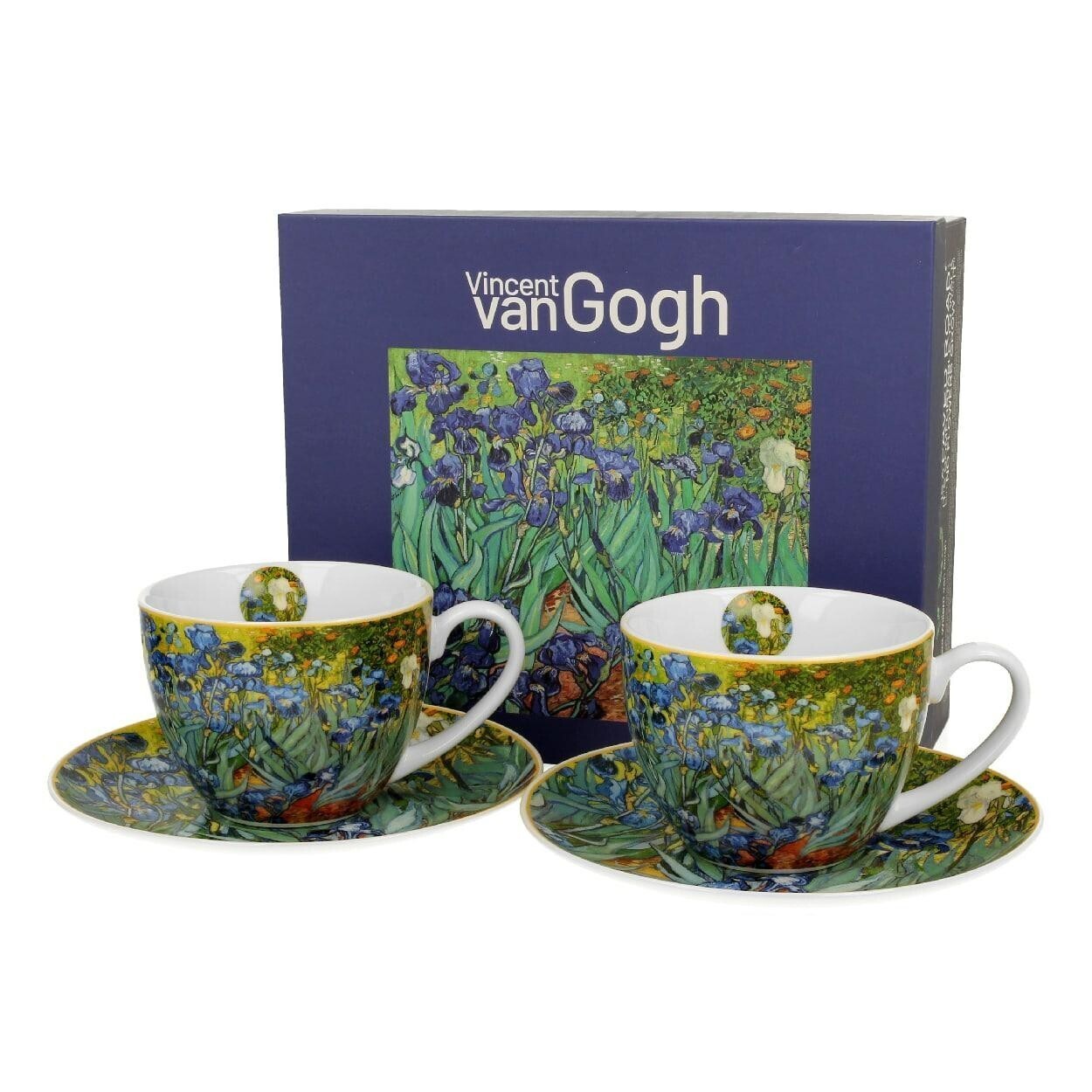 Sada 2 ks porcelánových šálků s podšálkem Van Gogh Irises 90 ml vícebarevná