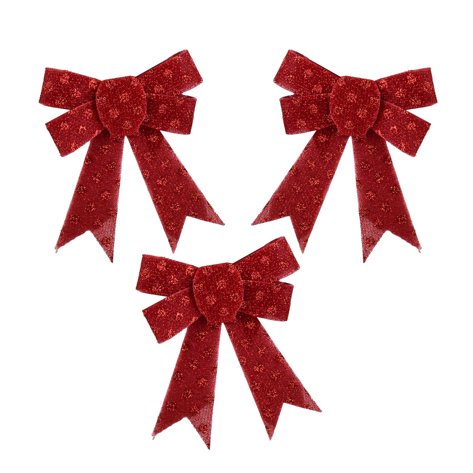 Sada 3 ks vánočních dekorativních mašlí Santa Lila 9,5x12 cm červená