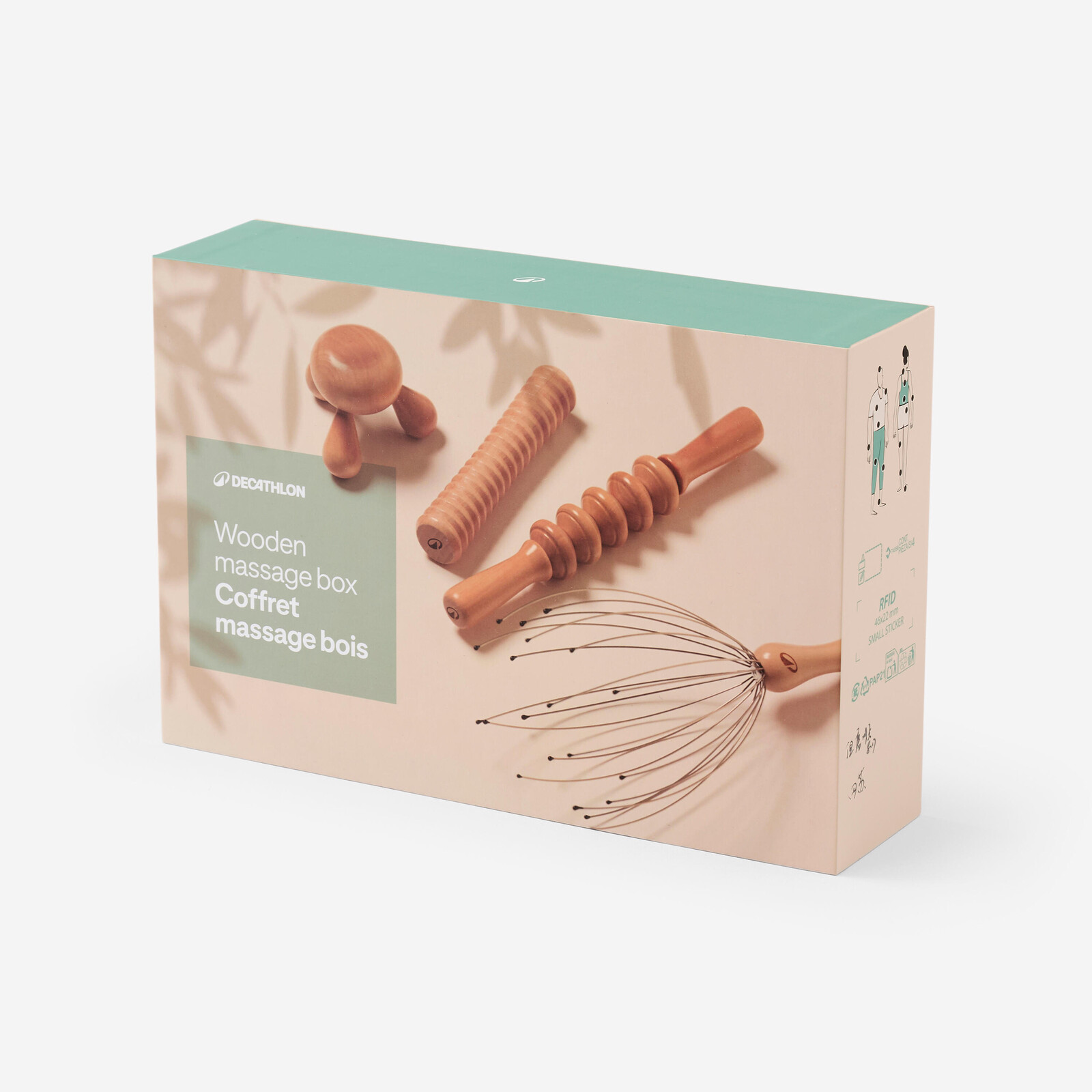 Súprava 4 drevených masážnych doplnkov