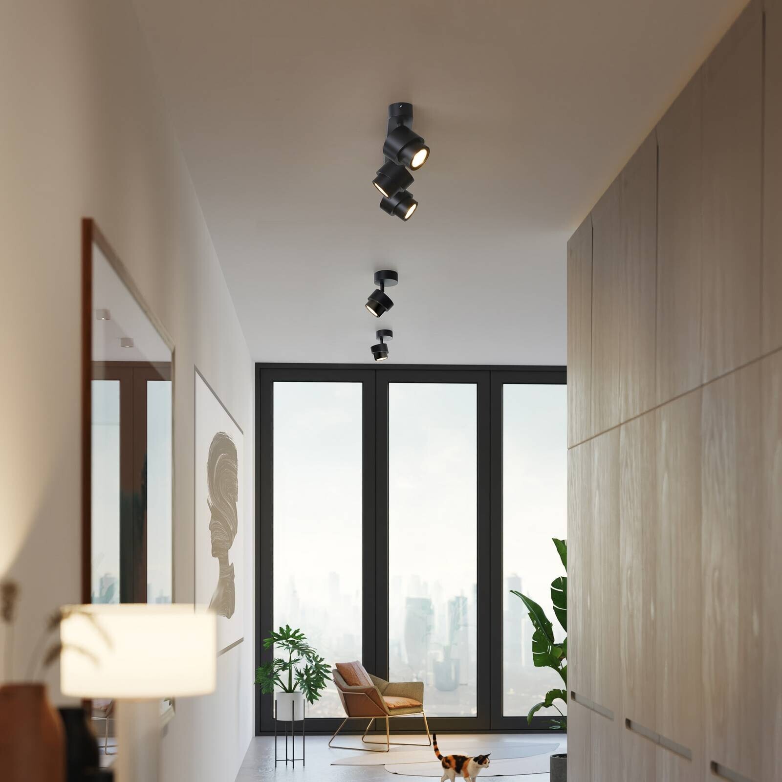 LED bodové svetlá BRUSH, čierne, 50 cm, 3-pl., kovové, stmievateľné, 2 700 K