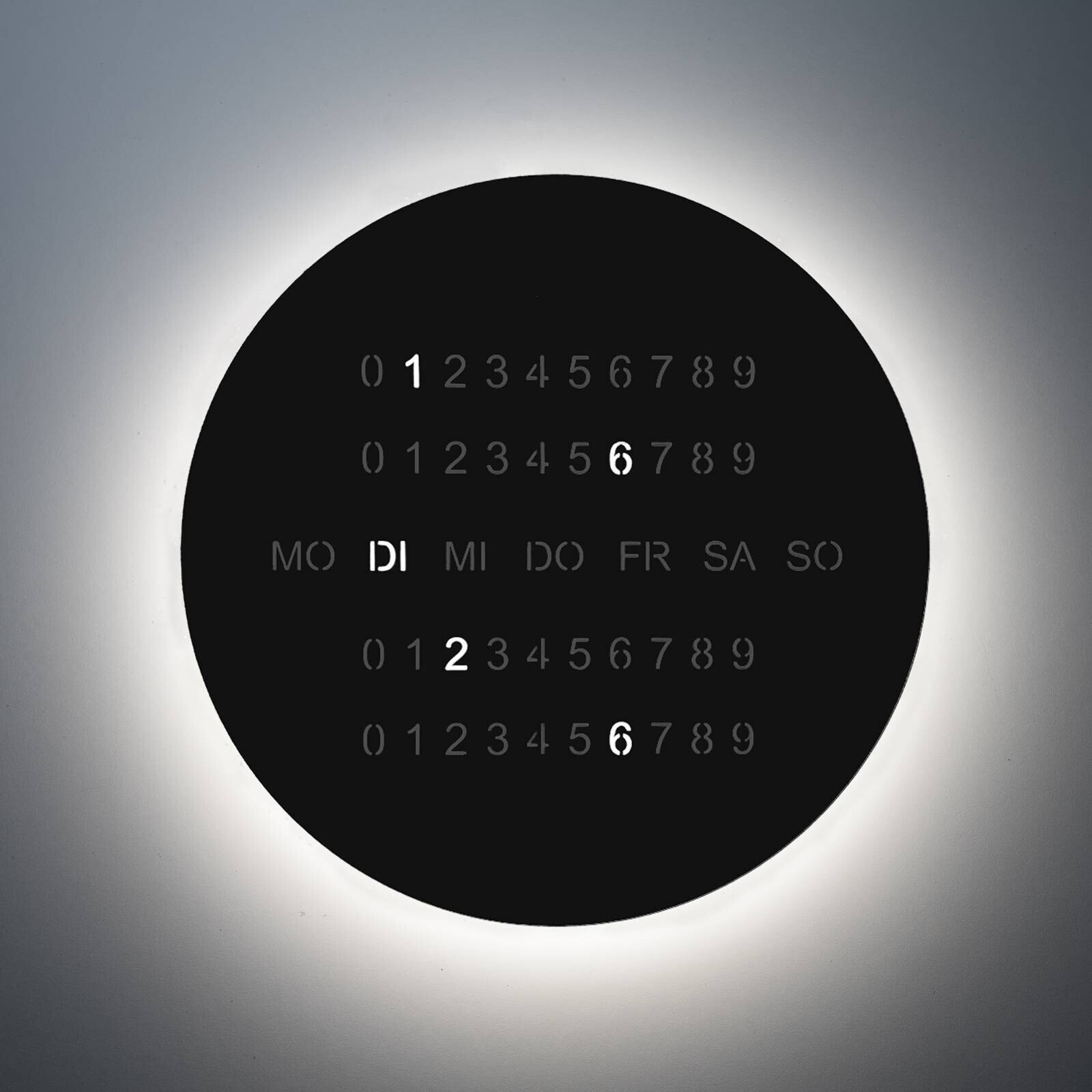 LED nástenné svetlo BLADE O'CLOCK, čierna, Ø 59 cm Kovové nástenné hodiny