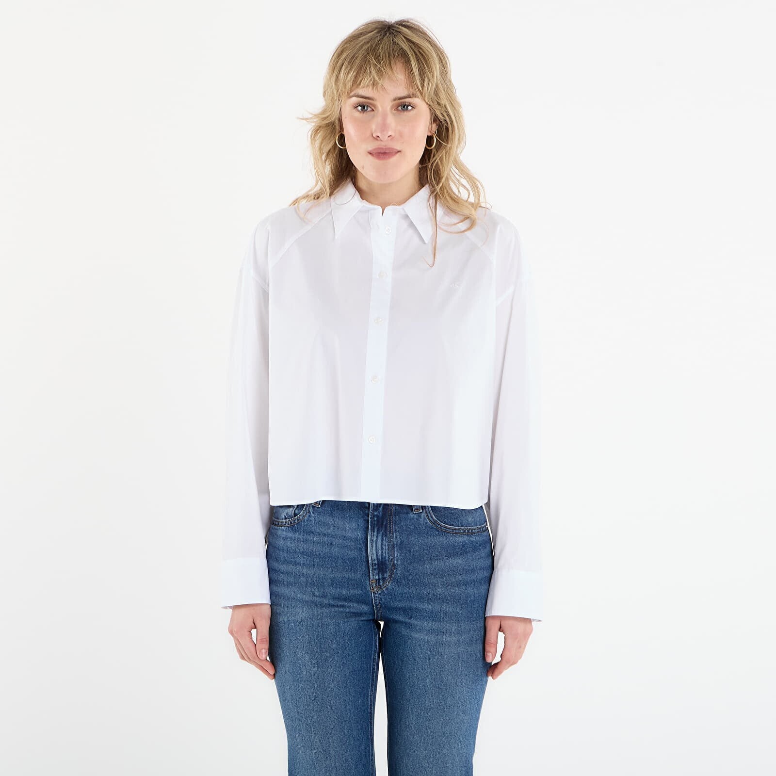 Košeľa Calvin Klein Jeans Solid Boxy Cropped Shirt White S