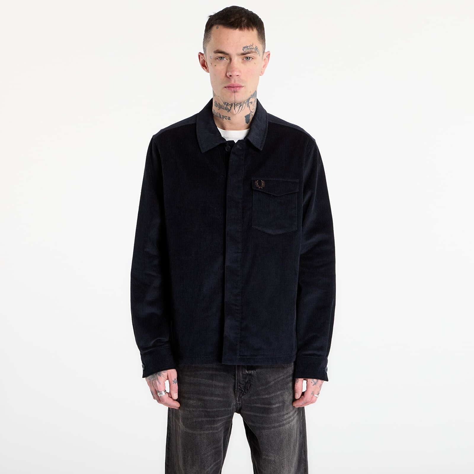 Košeľa FRED PERRY Corduroy Overshirt Navy L