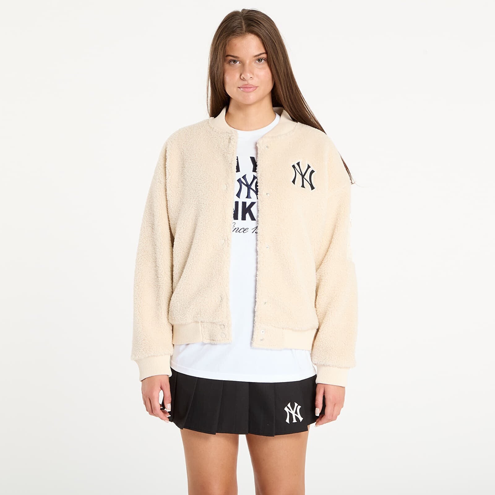 Bunda New Era MLB Sherpa Bomber New York Yankees Light Cream XL