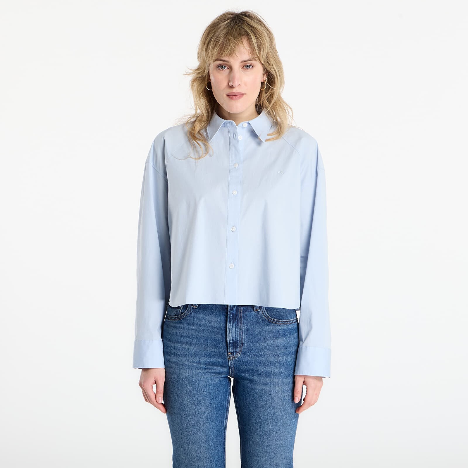 Košeľa Calvin Klein Jeans Solid Boxy Cropped Shirt Grey XS