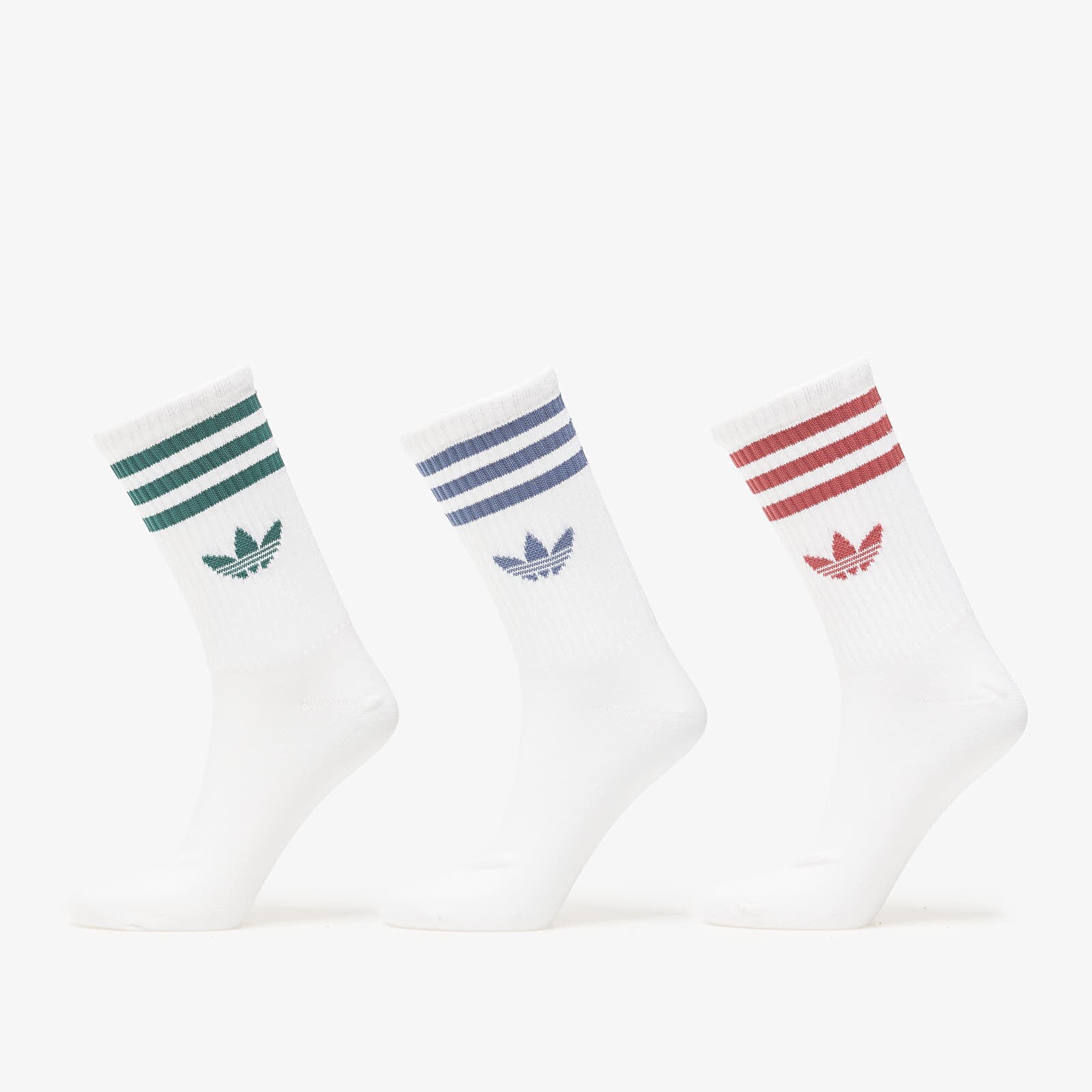 Ponožky adidas 3S Crew Socks 3-Pack White/ Preloved Ruby/ Prloin/ Cgreen M