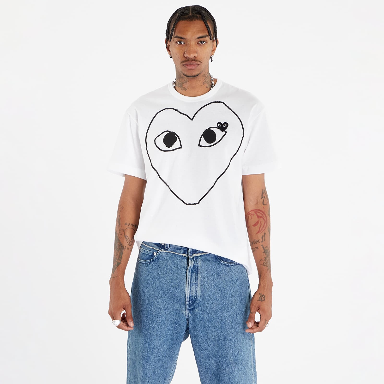 Tričko Comme des Garçons PLAY Heart Logo Short Sleeve Tee UNISEX White XXL