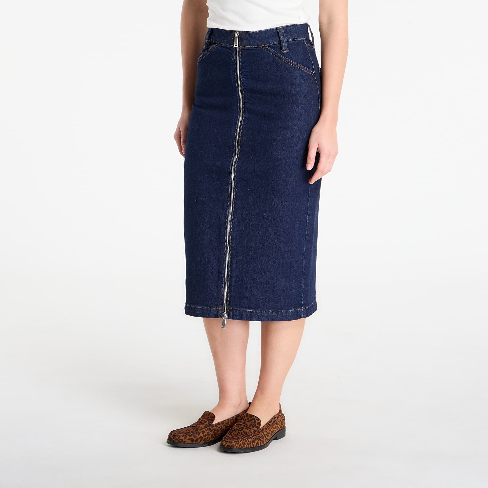 Sukňa Calvin Klein Jeans Denim Zip Front Skirt Blue 29