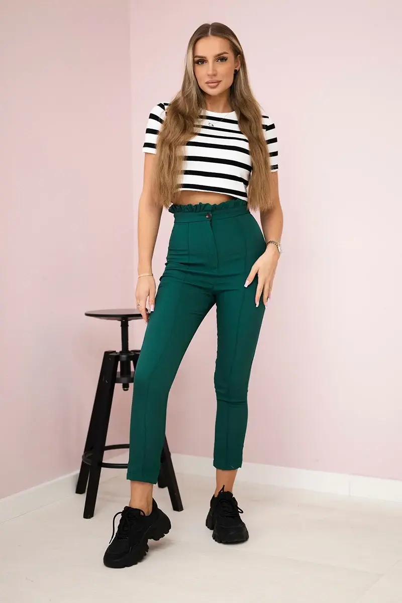 Kesi Pokrčené nohavice tmavozelený