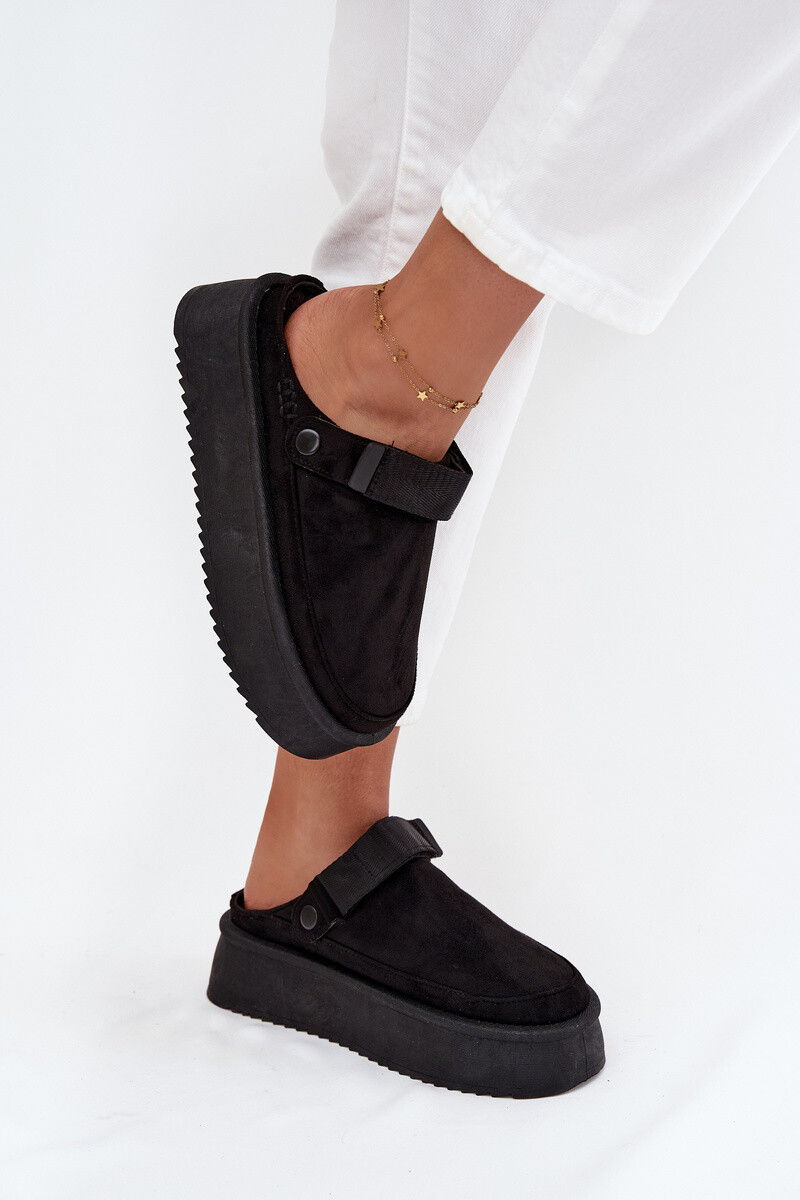 Boto Dámske snehule na platforme s suchým zipsom čierne Jorielle