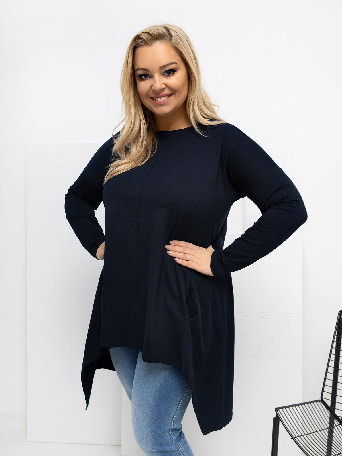 Plus size tunika v námorníckej modrej