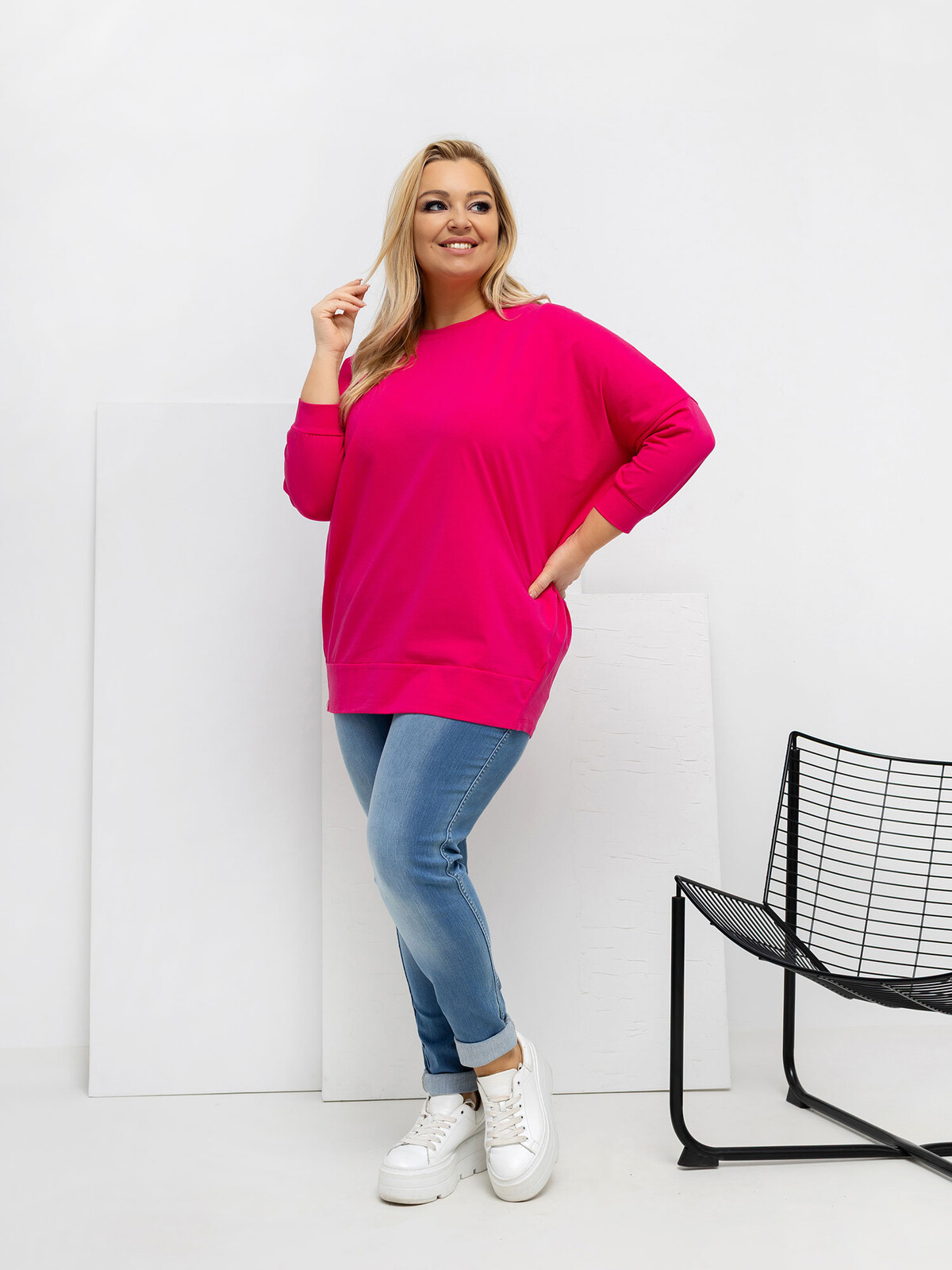 Plus size fuchsiová mikina