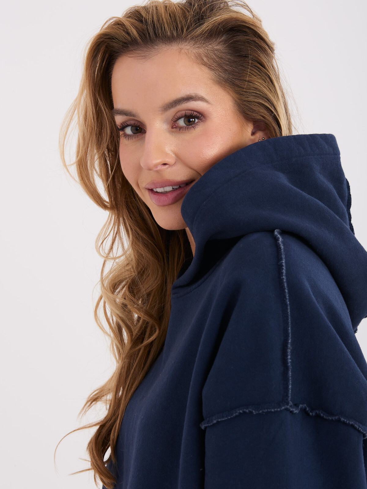 Dámska mikina s kapucňou, tmavomodrá