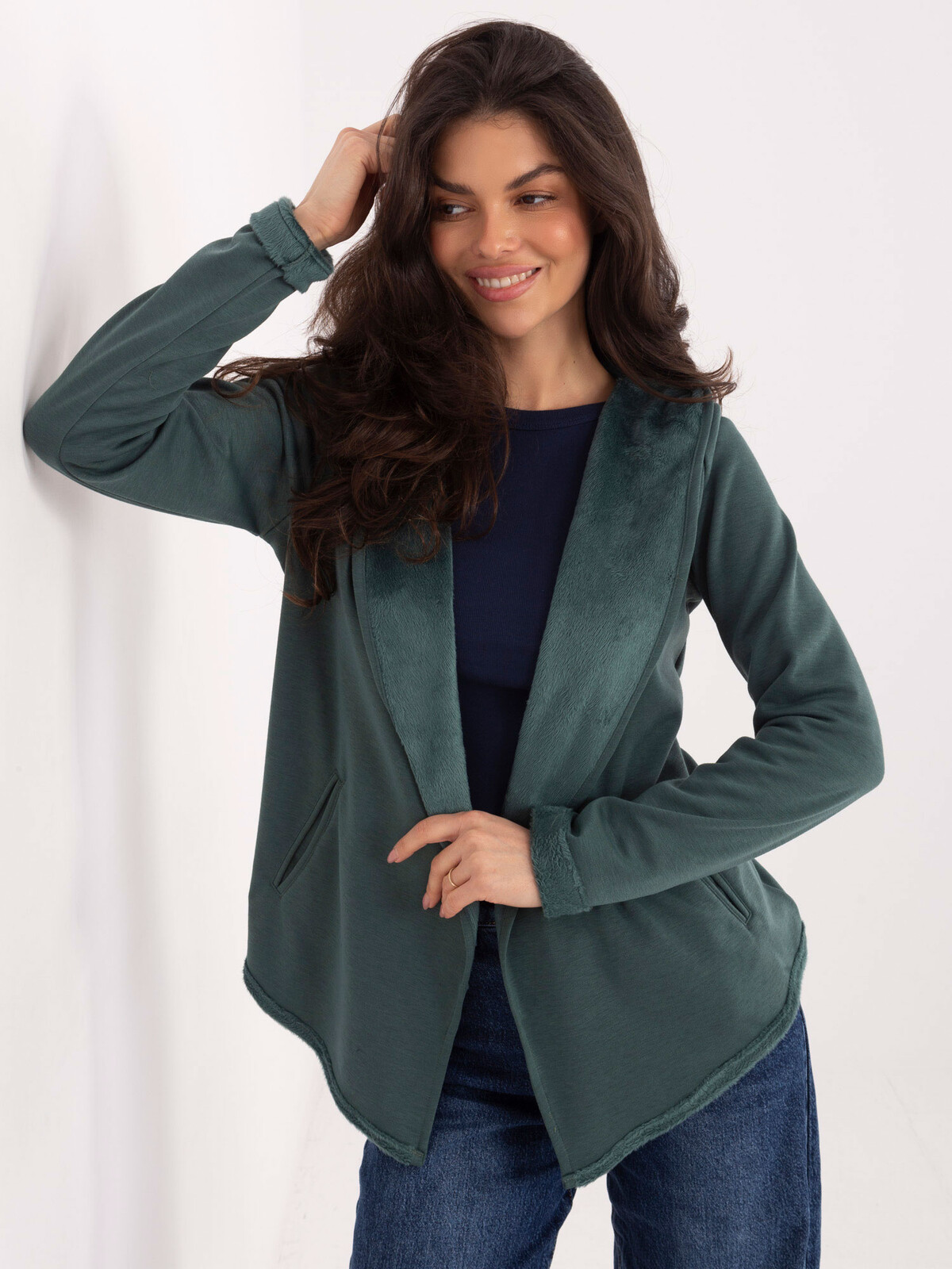 Dámska mikina s kapucňou, tmavozelená