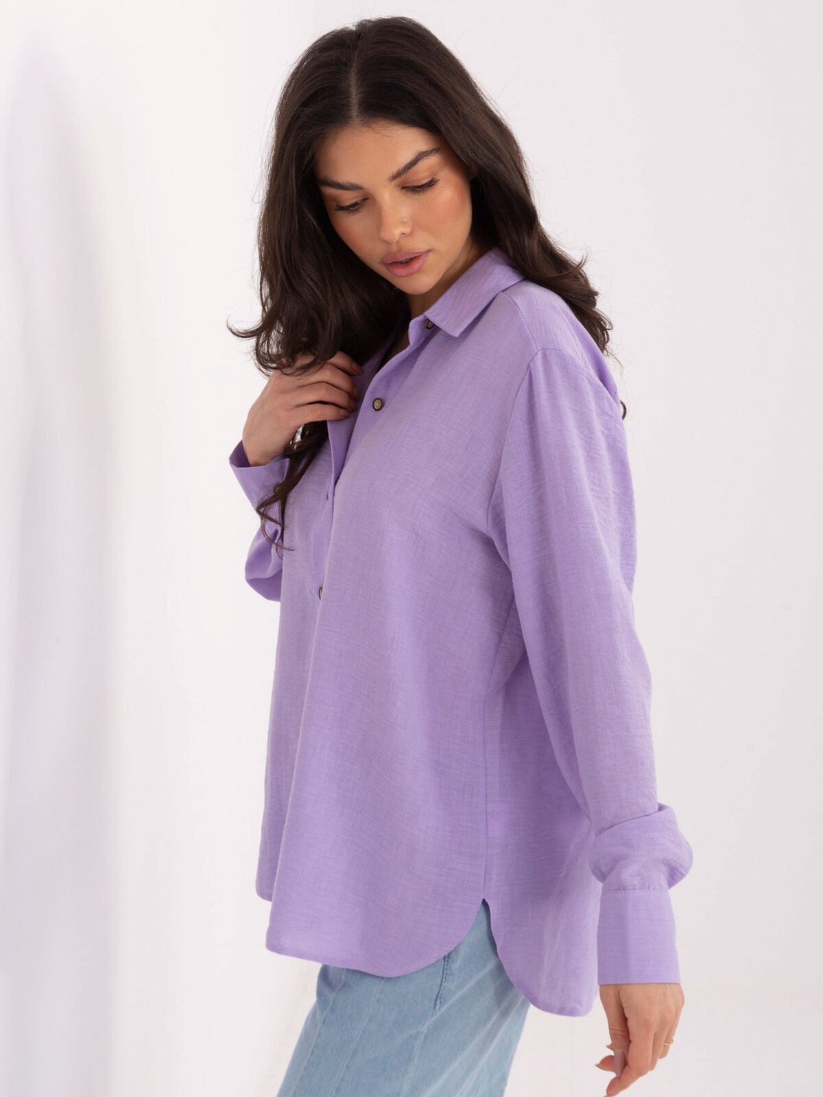 Dámska jednofarebná košeľa svetlofialová