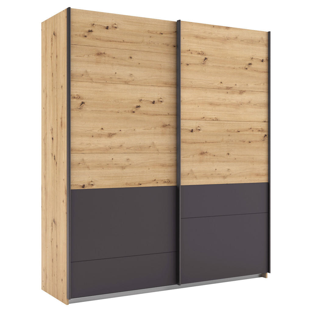 Rauch Möbel ŠAT. SKRIŇA S POSUV. DVERAMI, sivá, dub artisan, 181/210/62 cm