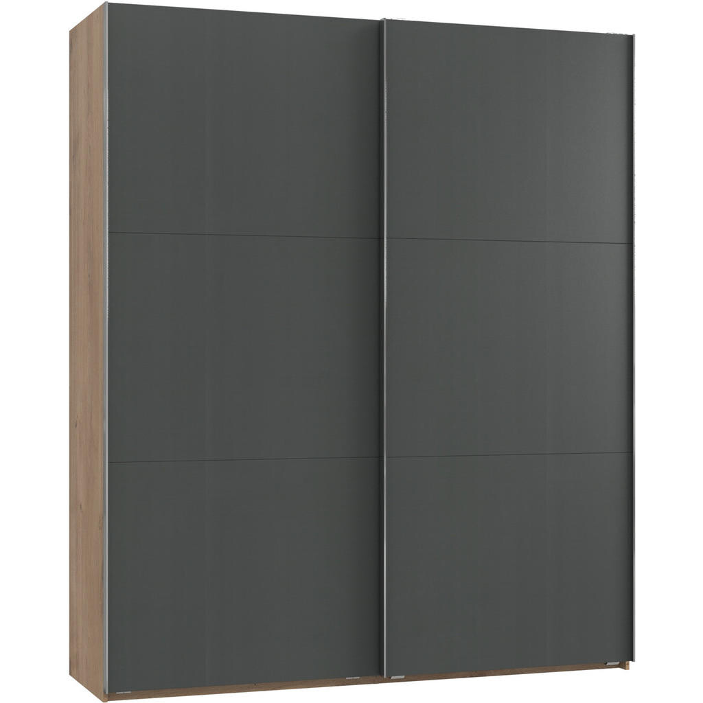 MID.YOU ŠAT. SKRIŇA S POSUV. DVERAMI, grafitová, farba duba, 200/236/65 cm