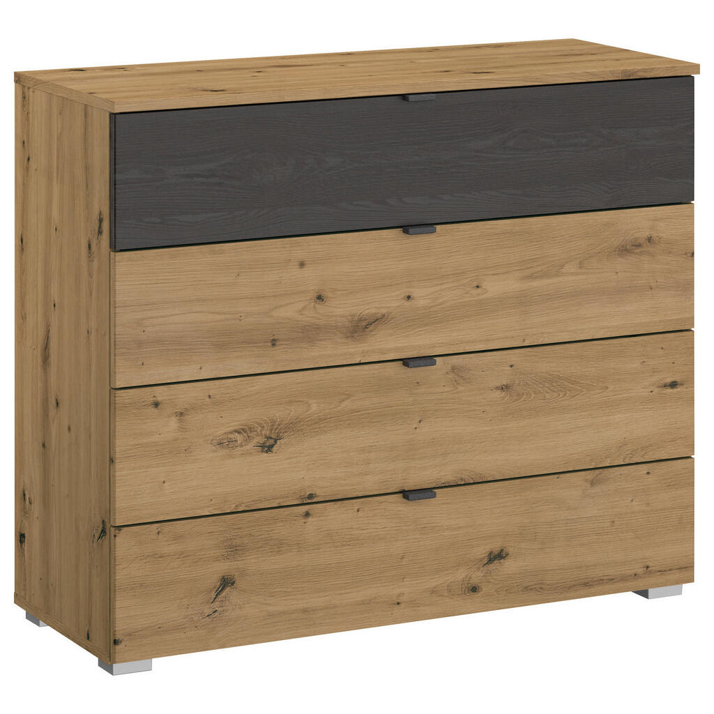 Rauch Möbel KOMODA, čierna, dub artisan, 80/81/42 cm