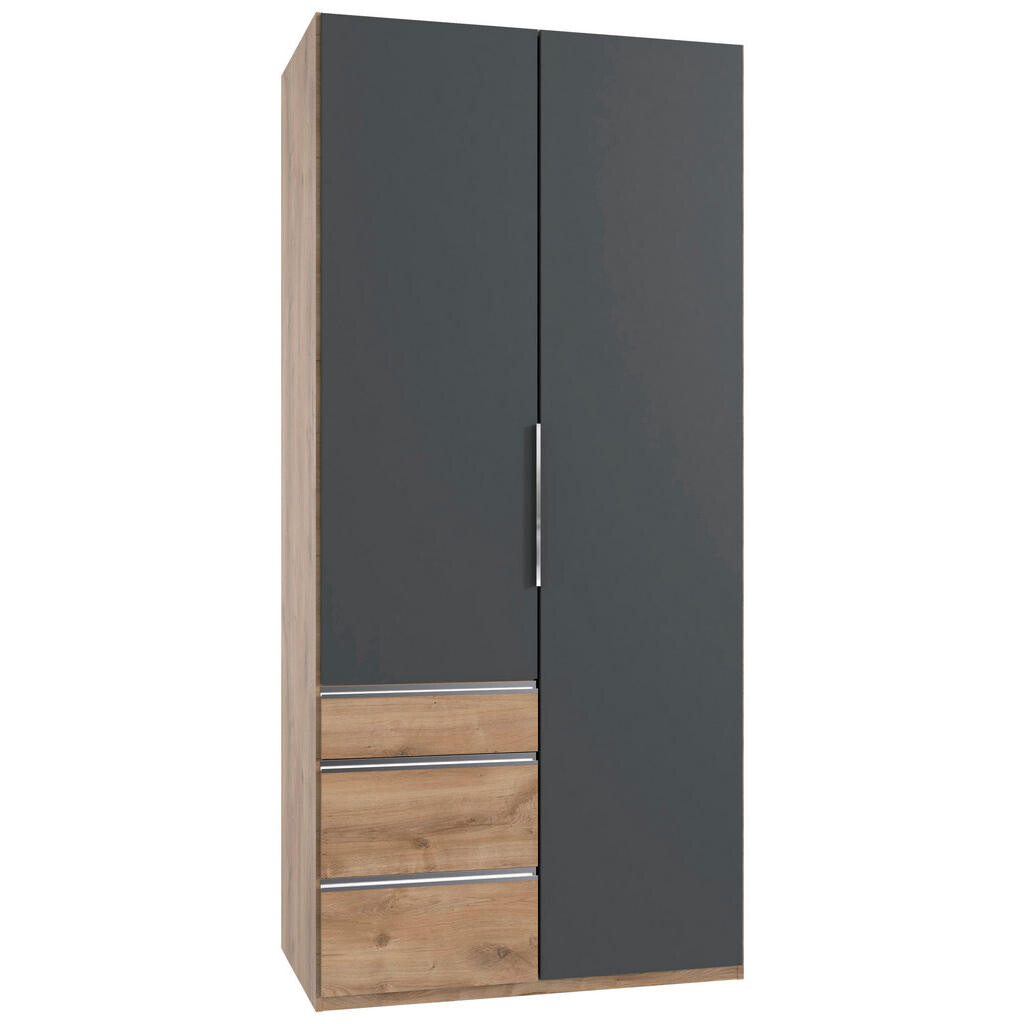 MID.YOU SKRIŇA S OTOČNÝMI DVERAMI, grafitová, trámový dub, 100/236/58 cm