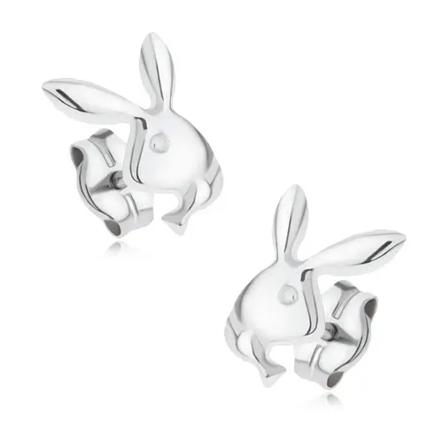 Zlaté náušnice 14K lesklý zajačik s hladkým povrchom