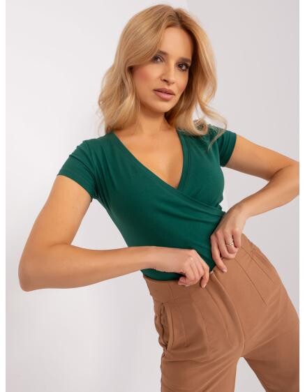 Dámske základné tričko RUE PARIS tmavo zelené
