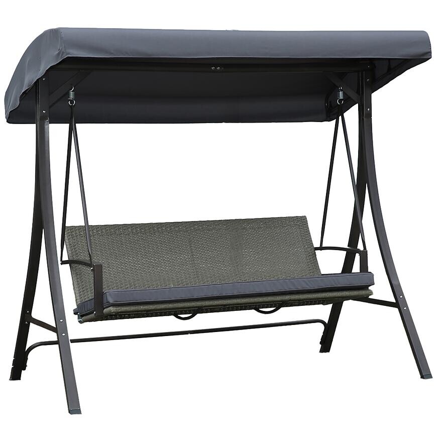 Záhradná hojdačka technoratan sivá s vankúšmi