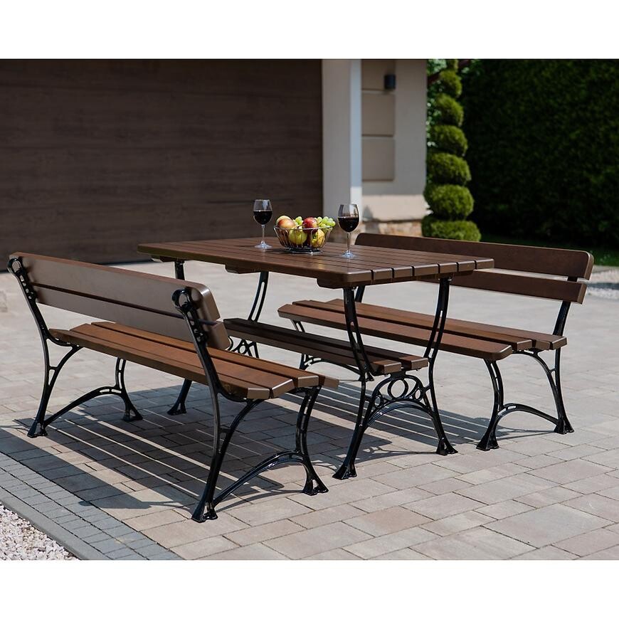 Záhradný komplet Kráľovský 1 bez lakťových opierok orech