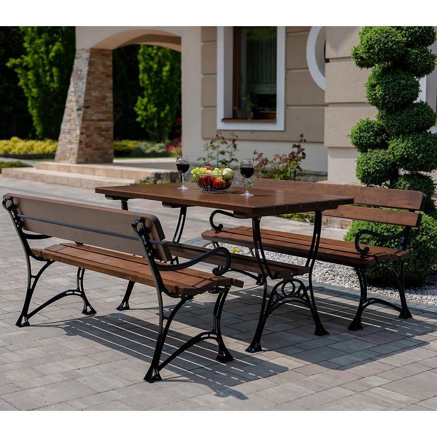 Záhradný komplet Kráľovský 2 s lakťovými opierkami orech