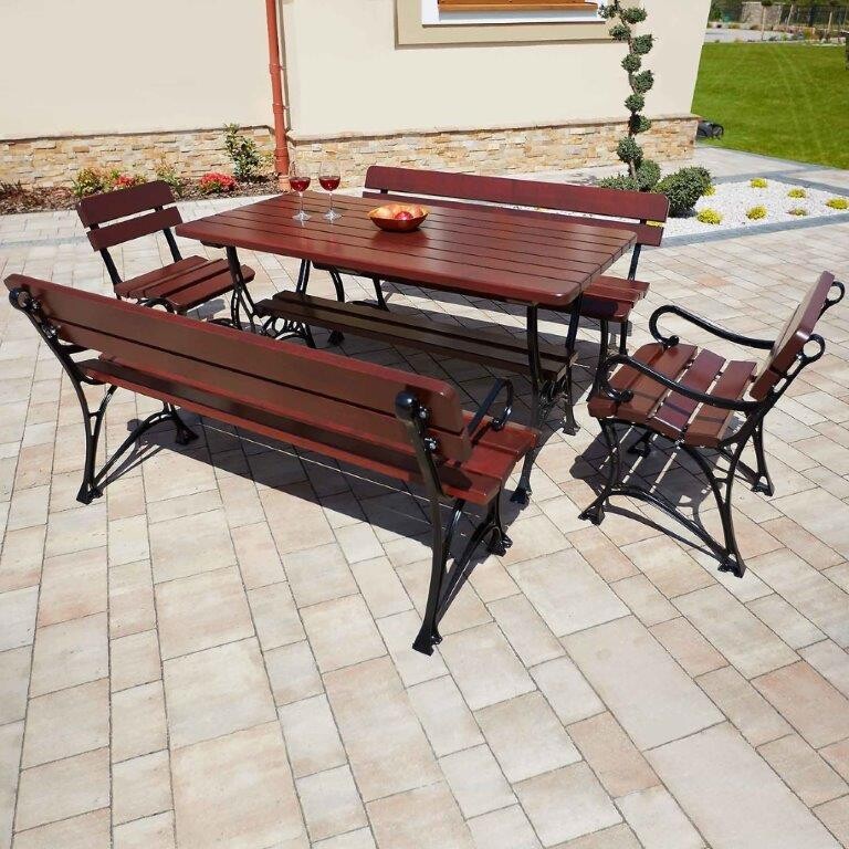 Záhradný komplet Kráľovský 2 s lakťovými opierkami višňa