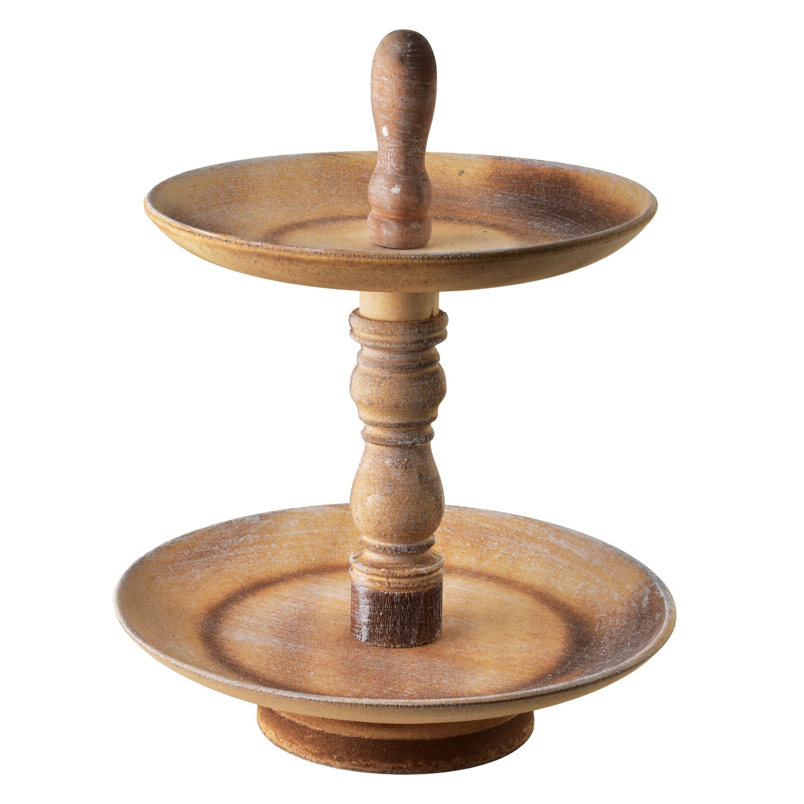 Dekorativní dvoupatrový podnos DAZ 30 cm hnědý