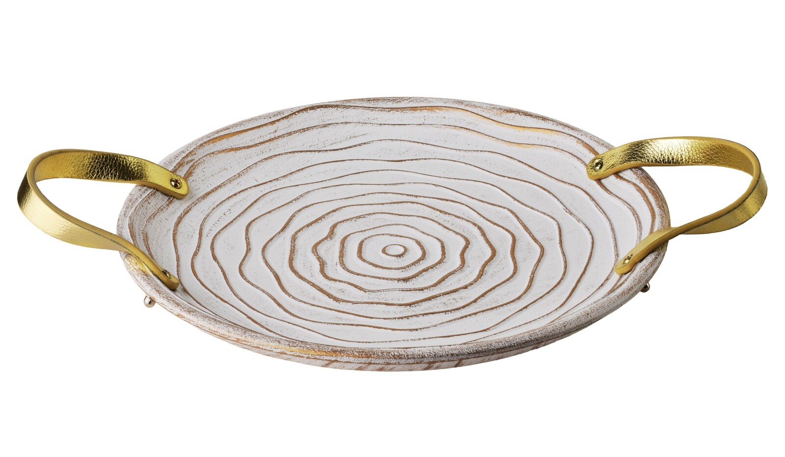 Dekorativní tác DAZ s úchyty 28 cm bílý/zlatý
