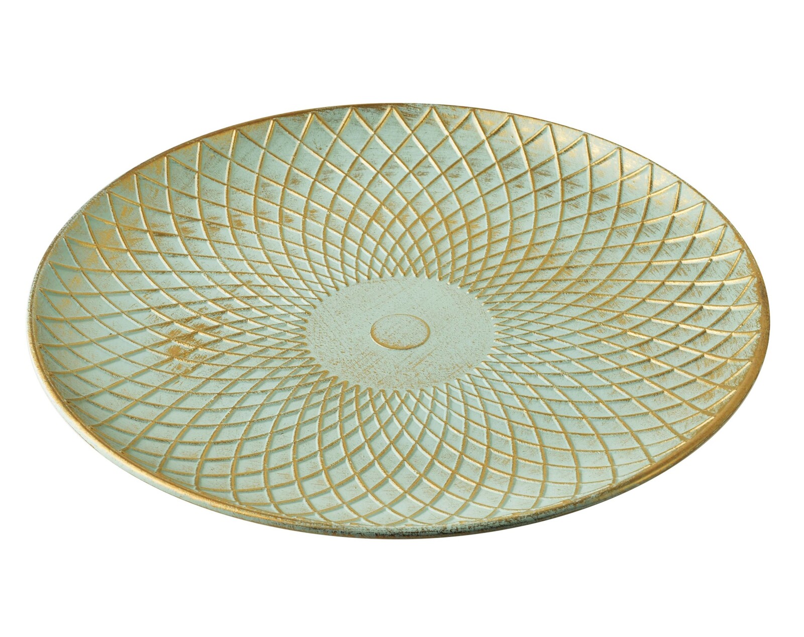 Kulatý dekorativní tác DAZ 28 cm zelený/zlatý