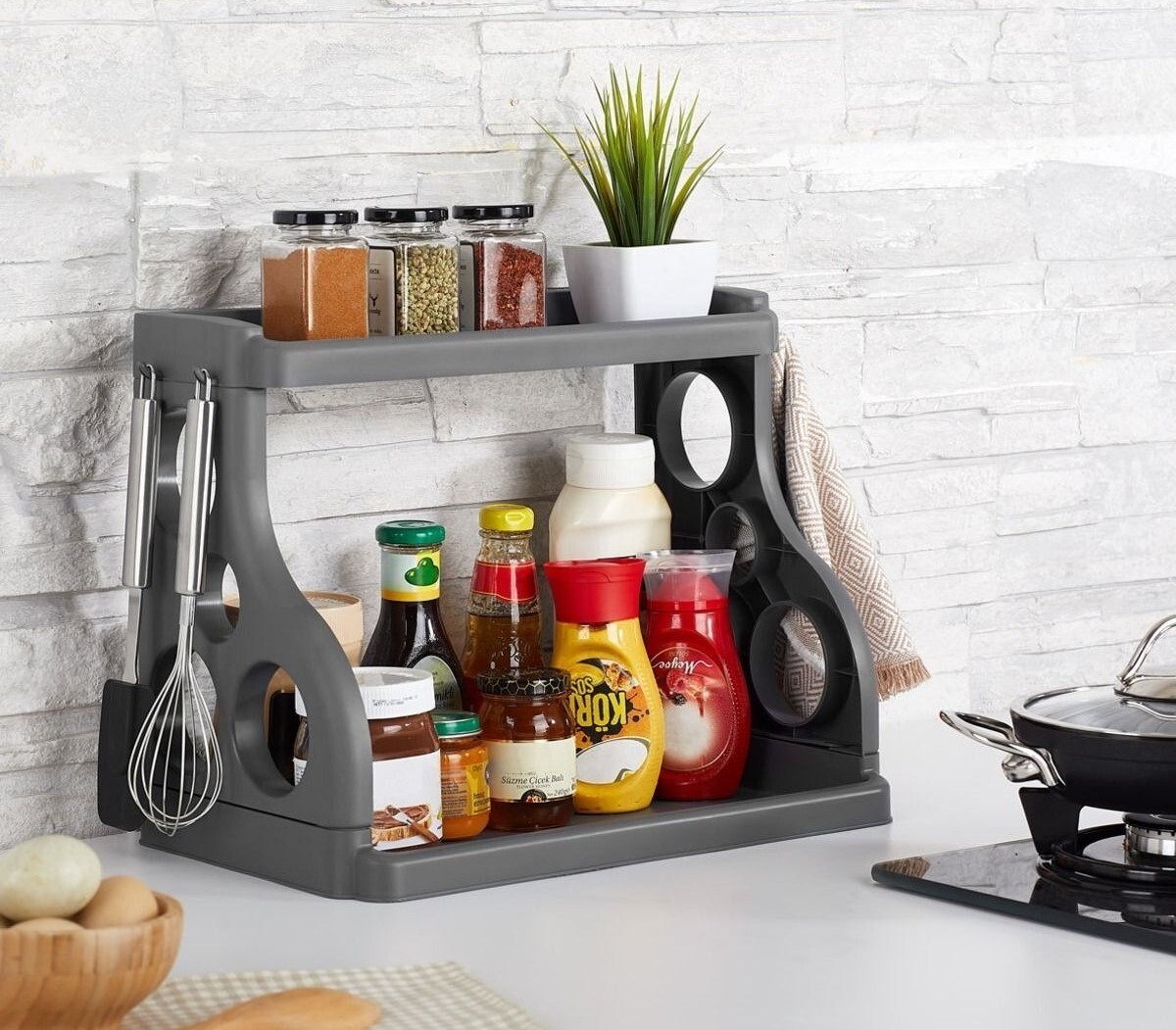 Policový kuchyňský organizér KILLI šedý