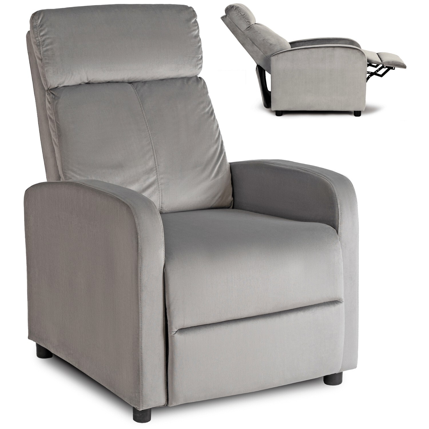 Polohovatelné čalouněné křeslo DANNY šedé/velur