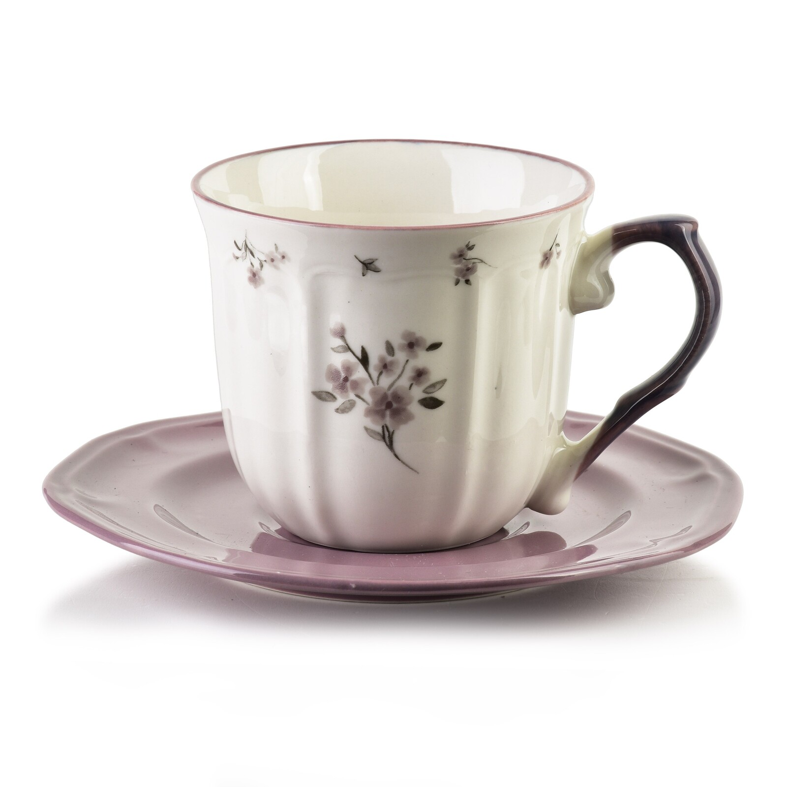 Porcelánový hrnek ROSALIE 220 ml s podšálkem krémový