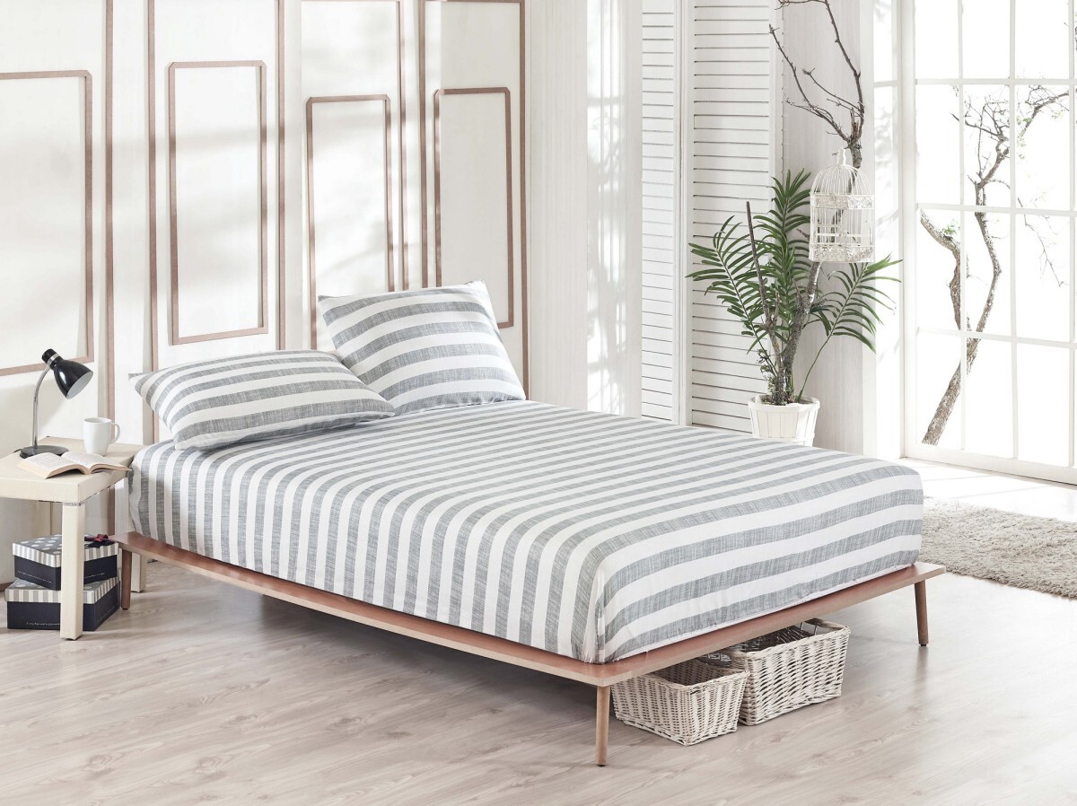 Sada 2 ks bavlněného povlečení s prostěradlem Hook šedá