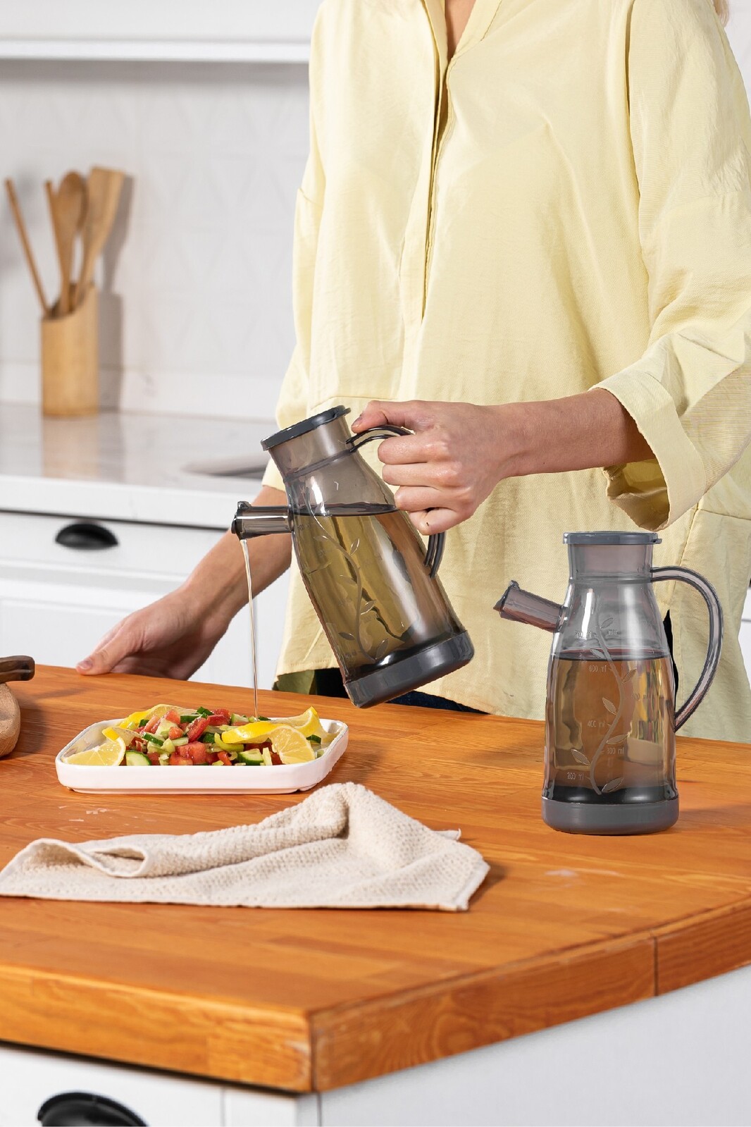 Sada 2 ks nádob na olej a ocet BROLE antracitová