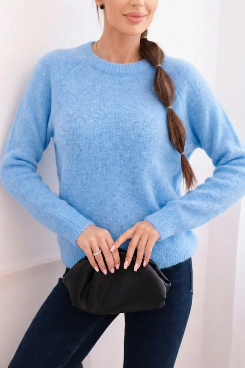 Dámsky sveter z baby alpaky modrý