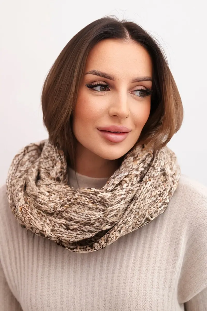 Dámsky zimný šál KN24 tmavý béžový