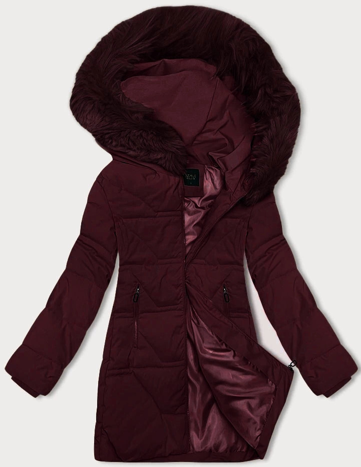 Dámska zimná bunda s kapucňou J Style bordová (16M9099-06) odstíny červené L (40)