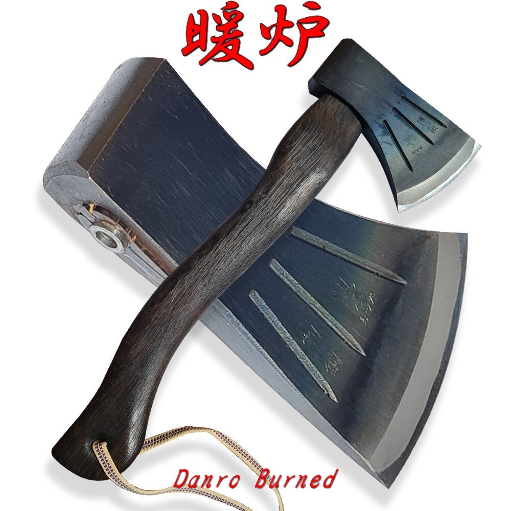 Japonská sekera Kanetsune Danro Burned SC Steel Core - hnedá-strieborná