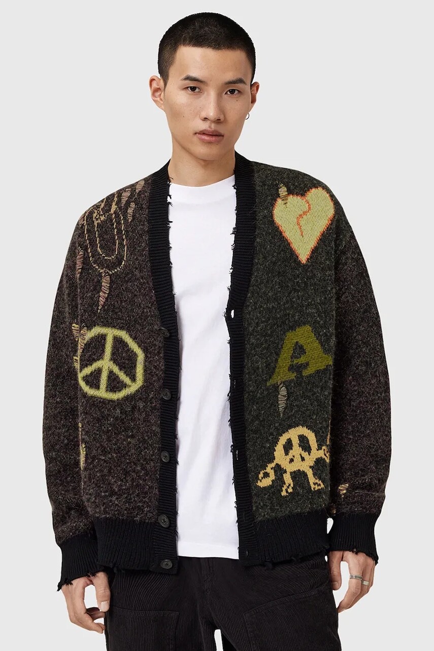 Kardigan s prímesou vlny AllSaints EMOTIVE