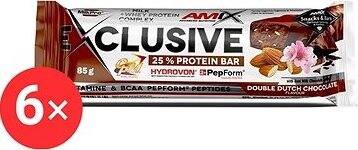 Amix Nutrition Exclusive Protein Bar, 6× 85 g, Double Dutch Chocolate