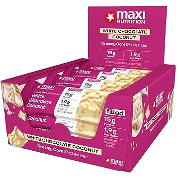 MaxiNutrition Creamy Core Protein Bar white chocolate coconut 12× 45 g