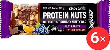 Amix Nutrition Protein Nuts Bar, 6× 40 g, Nuts, Fruits